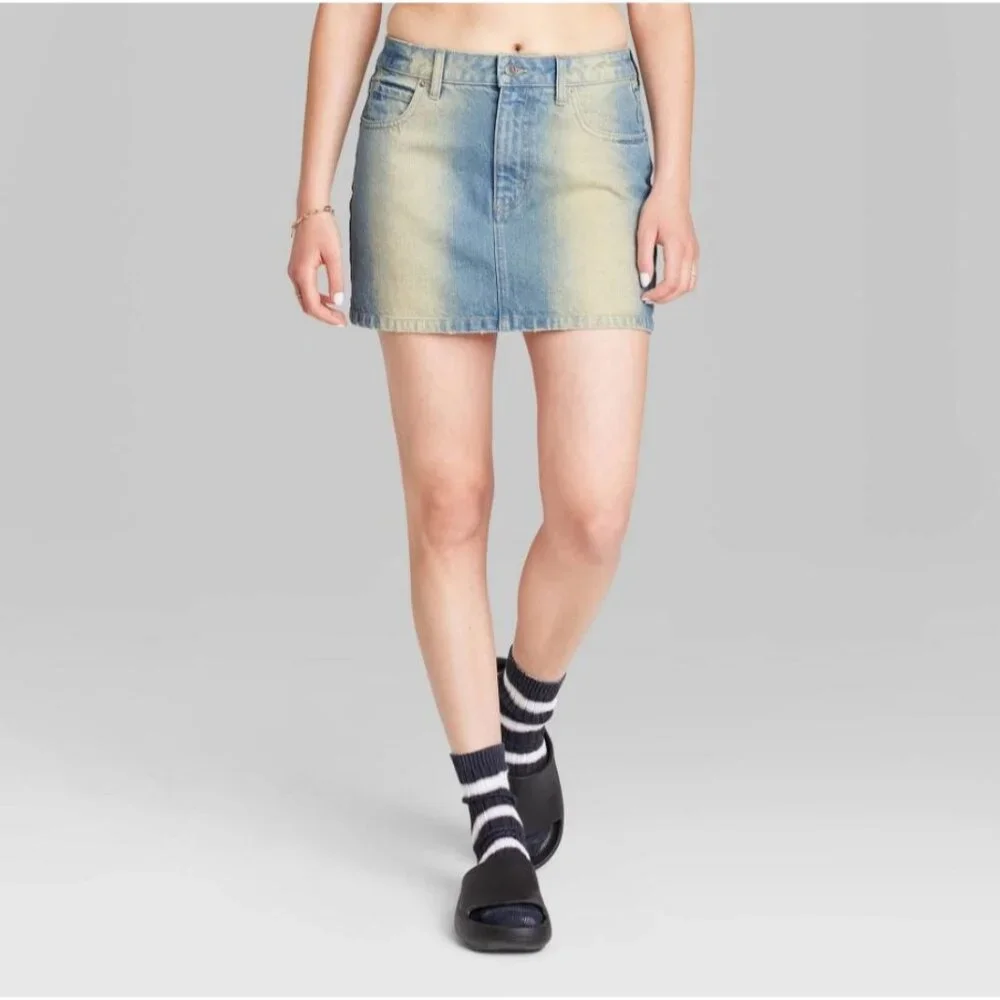 Wild Fable Women's Plus Size Low-Rise Denim Mini Skirt Blue 14W